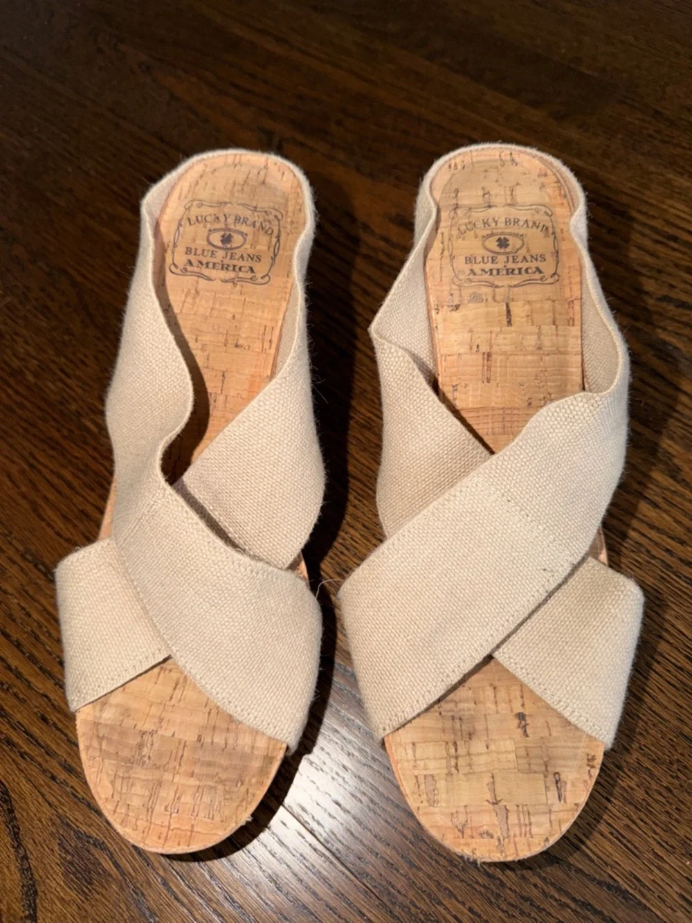 Lucky Brand Miller Crisscross Cork Wedge Sandals